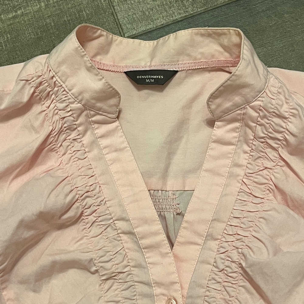 Denver Hayes Soft Pink Ruffled Button Down Shirt - Picture 3 of 10
